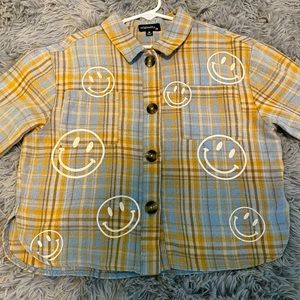 Plaid smiley face light jacket